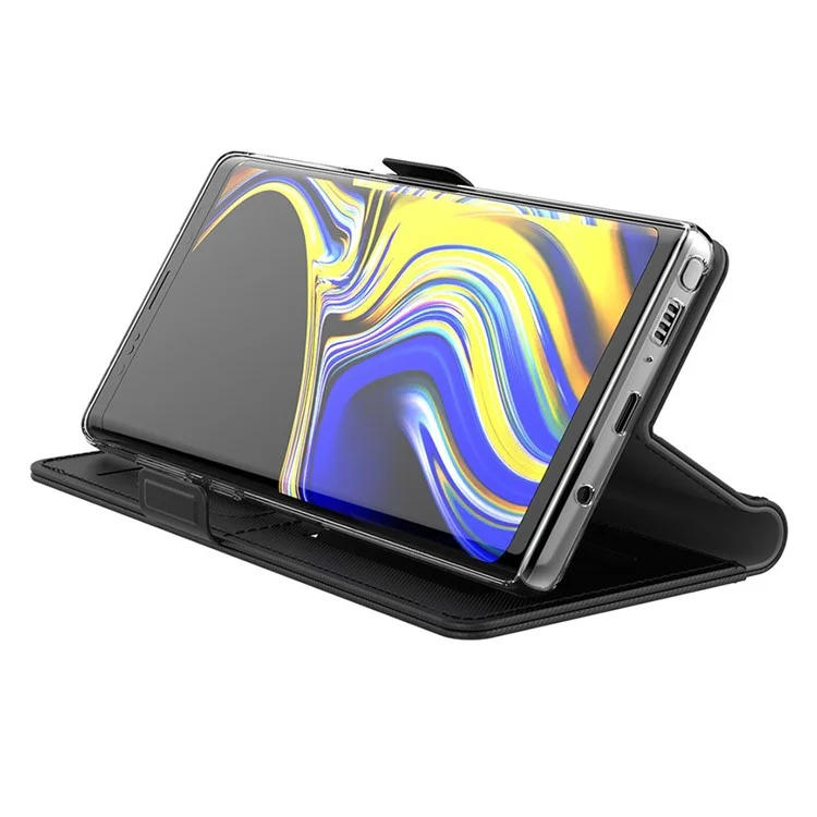 Para Xiaomi 13 Ultra Flip Cell Phone Cover Magnetic PU Leather Folding Stand Card Slot Phone Case with Mirror - Black