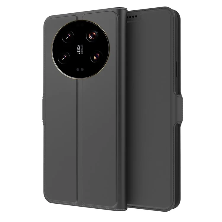 Para Xiaomi 13 Ultra Magnetic PU Leather Flip Cell Phone Cover Stand Card Slot Shockproof Phone Case - Negro