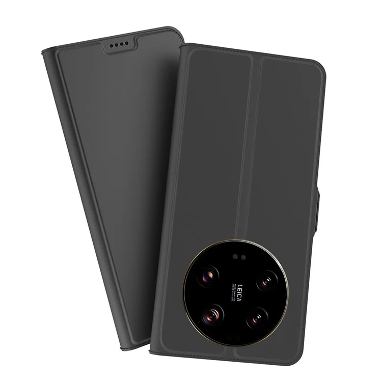Para Xiaomi 13 Ultra Magnetic PU Leather Flip Cell Phone Cover Stand Card Slot Shockproof Phone Case - Negro