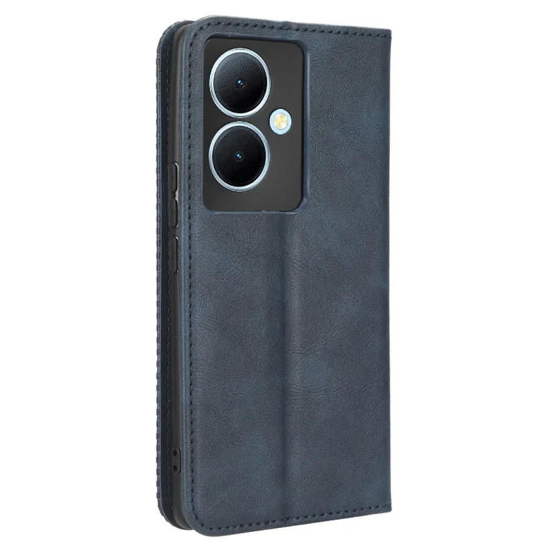Funda de cuero con billetera para vivo Y78+ 5G / Y78 5G / V29 Lite 5G, funda con soporte, billetera, cierre magnético retro - Azul