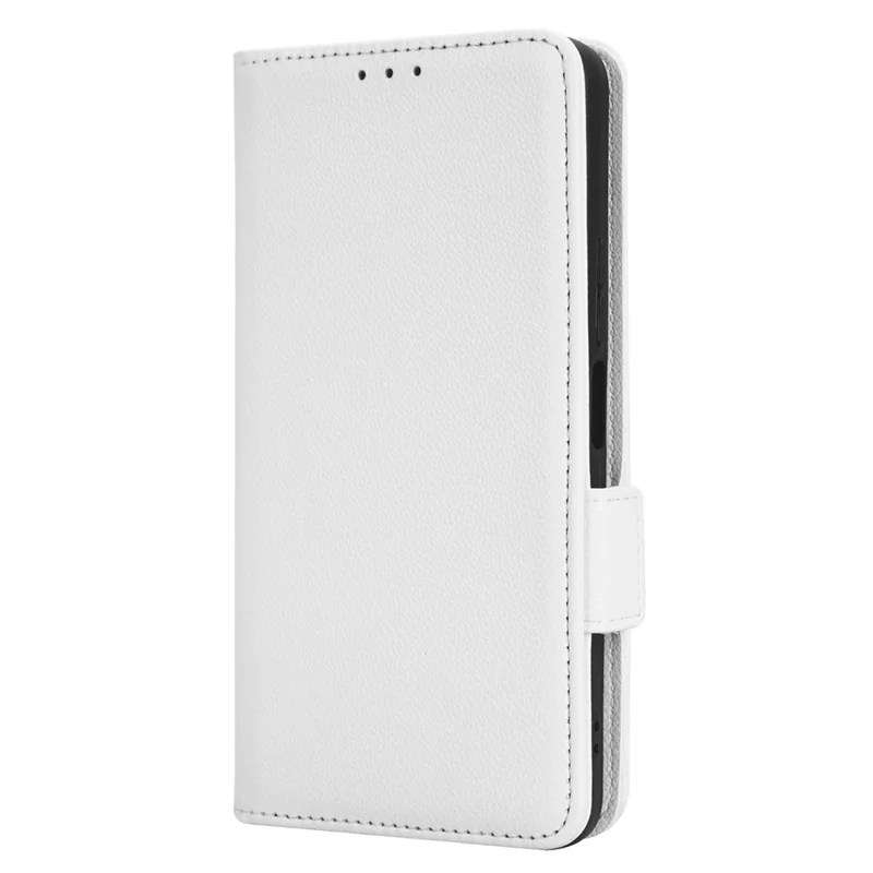 PU Leather Wallet Cell Phone Case For TCL 40 XL Litchi Texture Flip Stand Phone Cover - White