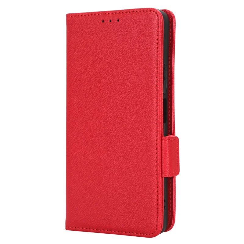 PU Leather Wallet Cell Phone Case For TCL 40 XL Litchi Texture Flip Stand Phone Cover - Red