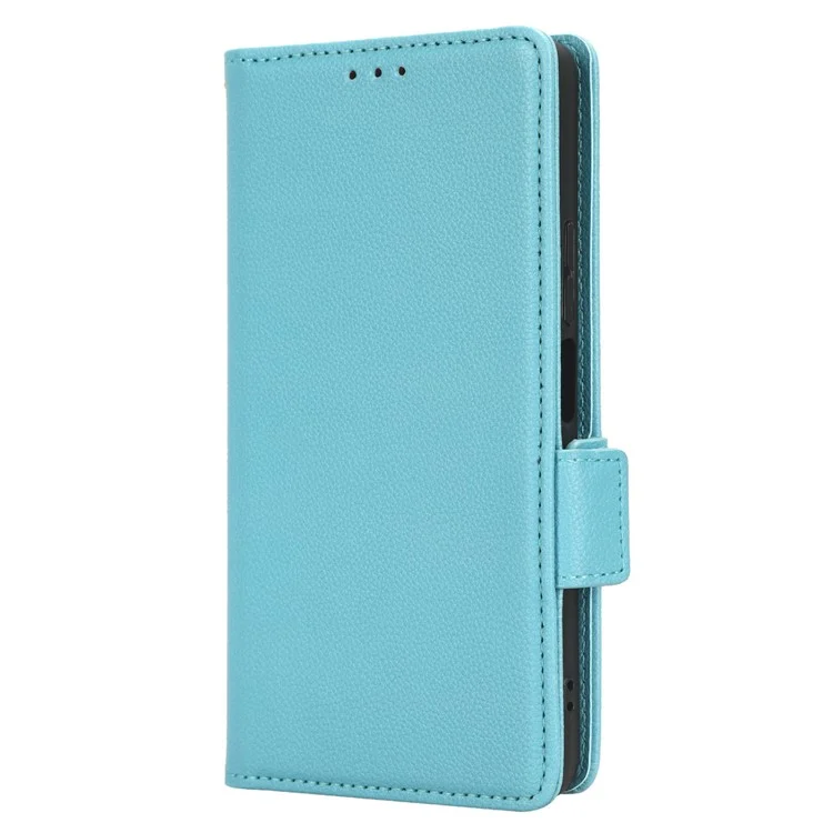 PU Leather Wallet Cell Phone Case For TCL 40 XL Litchi Texture Flip Stand Phone Cover - Baby Blue