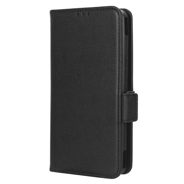 Для телефона Asus ROG Phone 7 5G Flip Stand Phone Shell PU Leather Wallet Anti-drop Case Litchi Texture Phone Cover - Чёрный