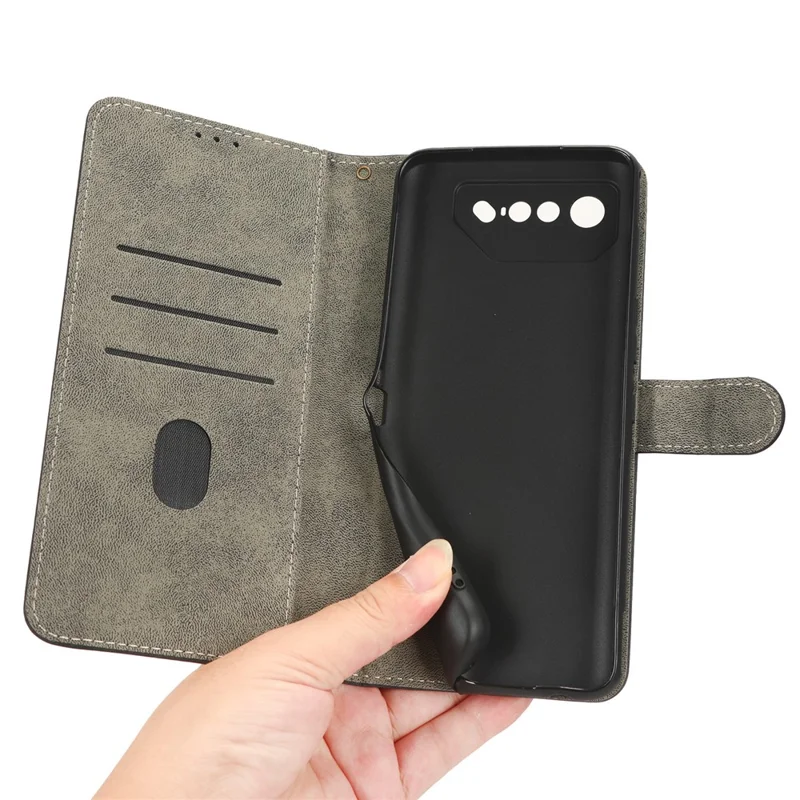 For Asus ROG Phone 7 5G Phone Wallet Case RFID Blocking Stand Phone Cover with Strap - Purple