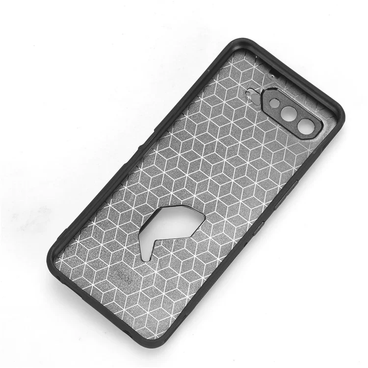 Pour Asus ROG Phone 5 ZS673KS Bracelet Support de téléphone portable Étui en cuir PU Couvercle arrière en PC+TPU avec sangle de cou - Bleu