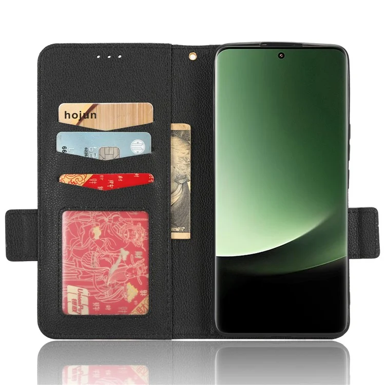 For Xiaomi 13 Ultra Anti-drop Phone Case Litchi Texture Stand PU Leather Wallet Phone Flip Cover - Black