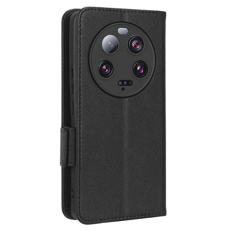 For Xiaomi 13 Ultra Anti-drop Phone Case Litchi Texture Stand PU Leather Wallet Phone Flip Cover - Black
