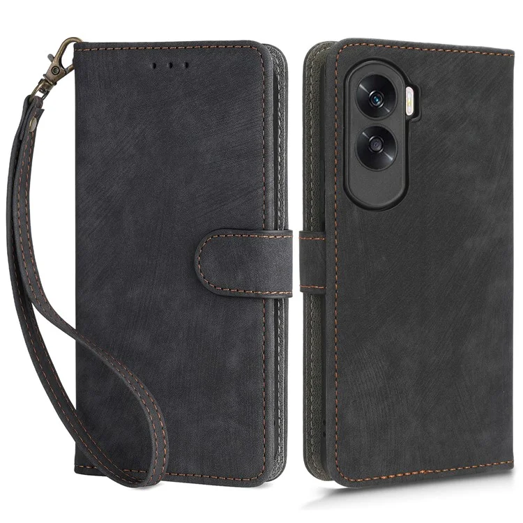 For Honor 90 Lite 5G / X50i 5G Funda de Cartera de Piel de PU con Bloqueo RFID con Soporte y Correa - Negro
