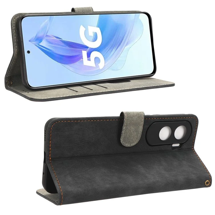 For Honor 90 Lite 5G / X50i 5G Funda de Cartera de Piel de PU con Bloqueo RFID con Soporte y Correa - Negro