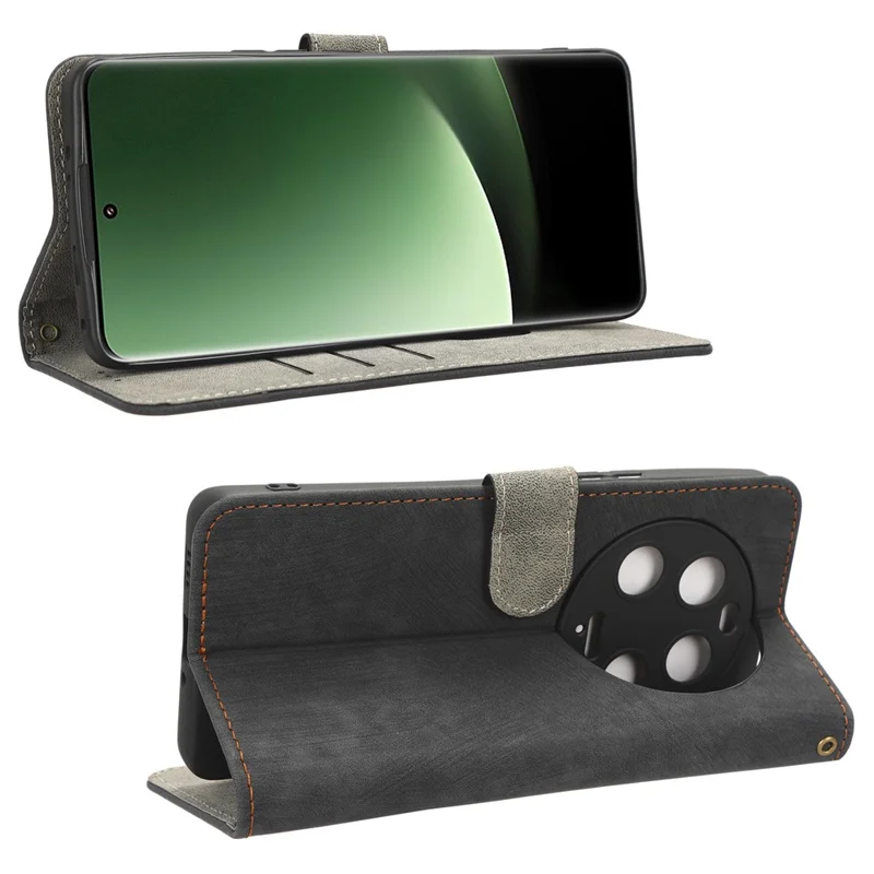 Für Xiaomi 13 Ultra Wallet Stand Phone Cover RFID Blocking Leather Phone Case mit Riemen - Schwarz