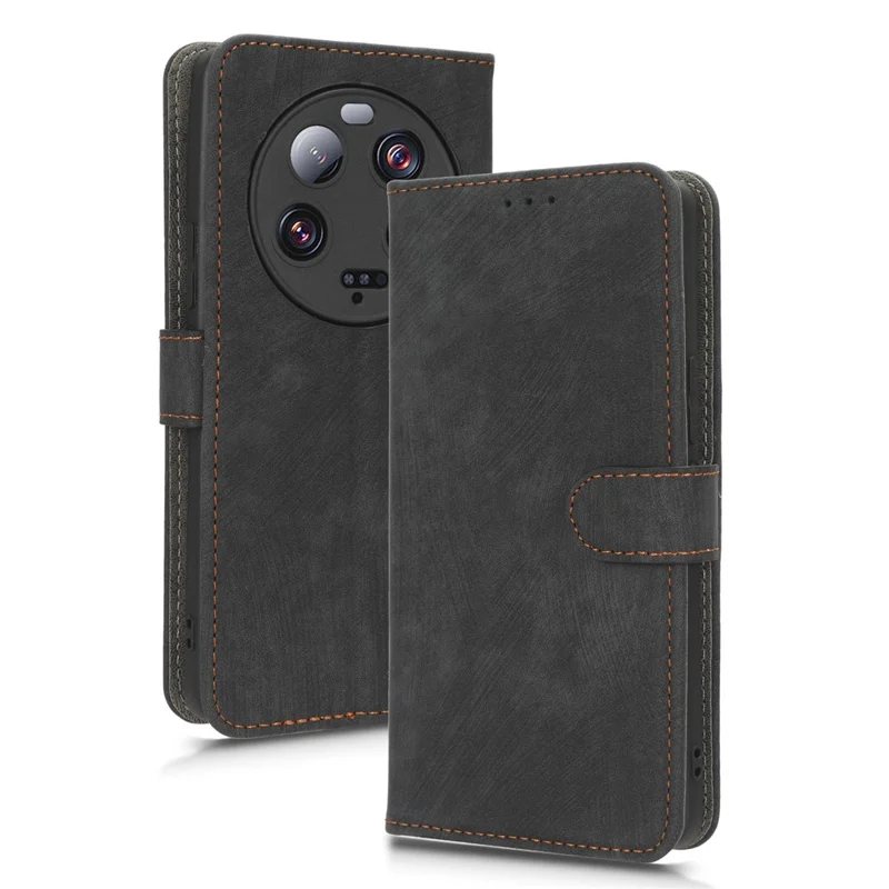 Für Xiaomi 13 Ultra Wallet Stand Phone Cover RFID Blocking Leather Phone Case mit Riemen - Schwarz
