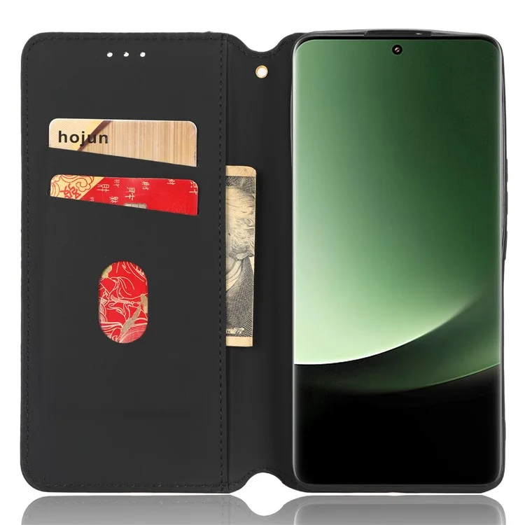 Для Xiaomi 13 Ultra Rhombus Imprinted PU Leather Phone Case Wallet Stand Flip Cover - Black