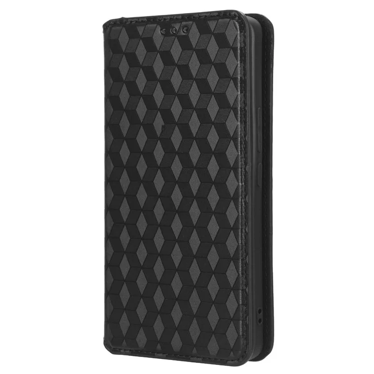 Для Xiaomi 13 Ultra Rhombus Imprinted PU Leather Phone Case Wallet Stand Flip Cover - Black
