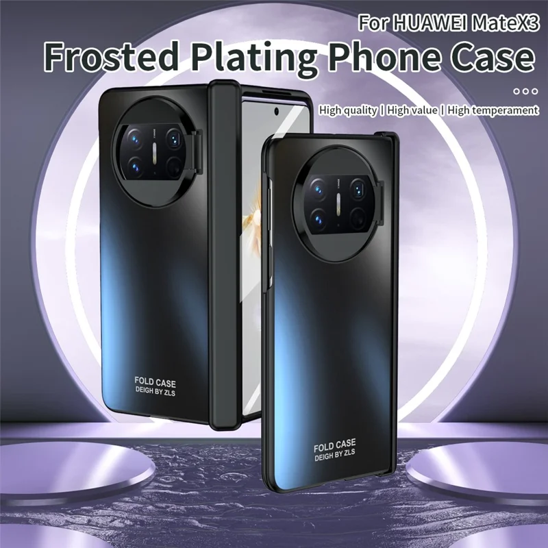 For Huawei Mate X3 5G Magnetic Phone Cover Hidden Kickstand PC Protective Case with Glass Screen Protector - Black