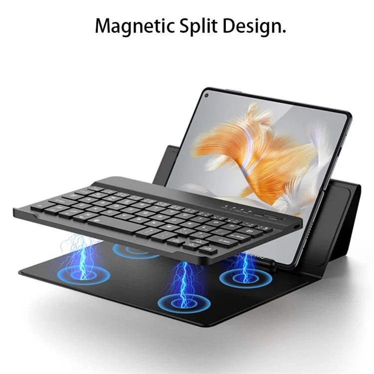 GKK Cell Phone Bluetooth-compatible Keyboard for Huawei Mate X3 5G Shockproof Cover with Phone Case, Tempered Glass Film, Pen - Black