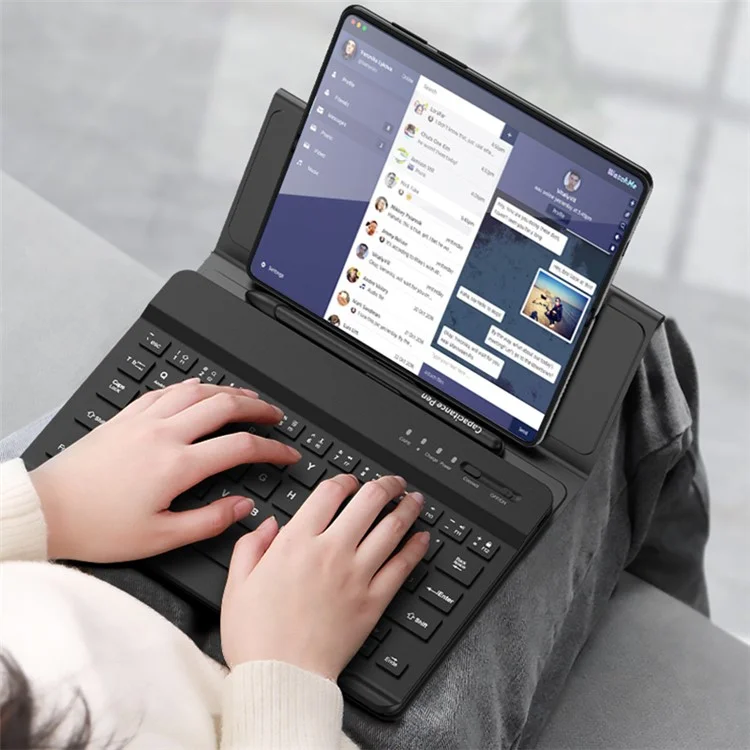GKK Cell Phone Bluetooth-compatible Keyboard for Huawei Mate X3 5G Shockproof Cover with Phone Case, Tempered Glass Film, Pen - Black