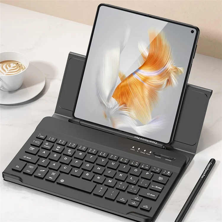 GKK Cell Phone Bluetooth-compatible Keyboard for Huawei Mate X3 5G Shockproof Cover with Phone Case, Tempered Glass Film, Pen - Black