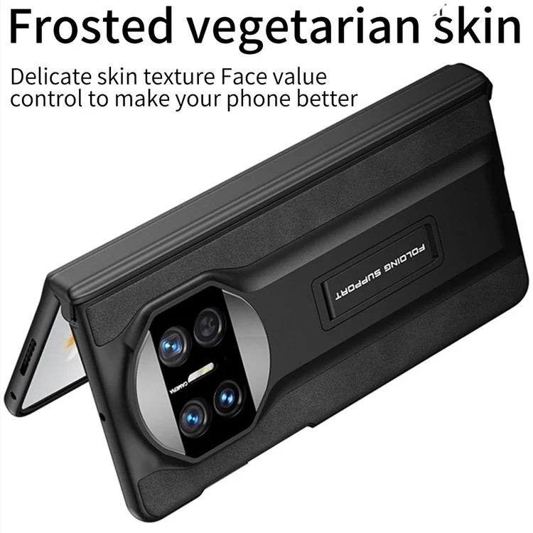 GKK para Huawei Mate X3 5G Estuche con Soporte Oculto Recubrimiento de Cuero Mate Magnético Cubierta de PC con Película de Vidrio Templado HD - Verde