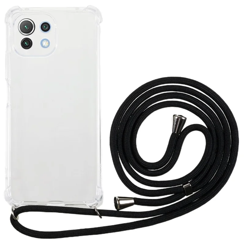 Para Xiaomi 11 Lite 5G NE / Mi 11 Lite 5G / 4G Teléfono Caso TPU Engrosado Cuatro Esquinas Cubierta Transparente con Cordón