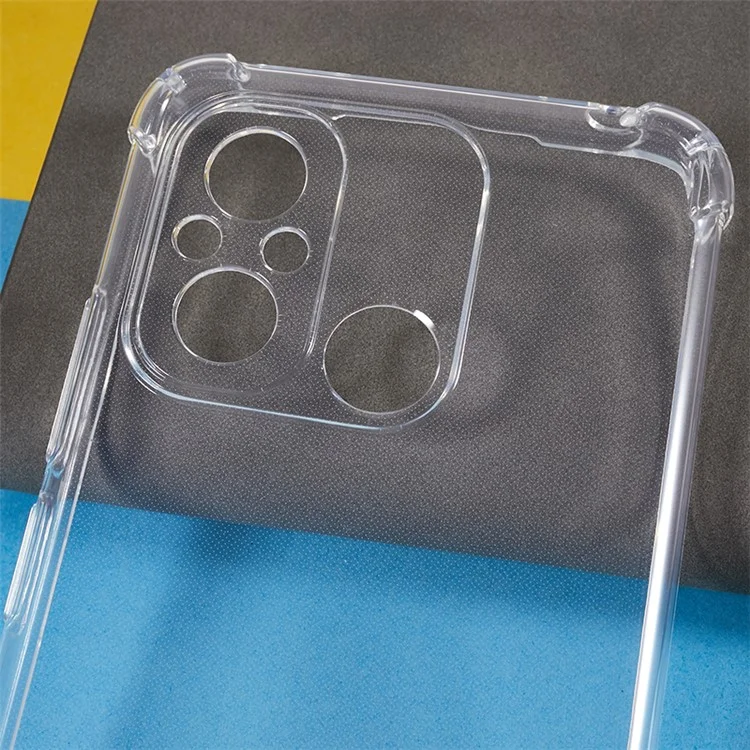 Para Xiaomi Redmi 12C 4G Phone TPU Case Four Corner Anti-drop Transparent Cover with Lanyard