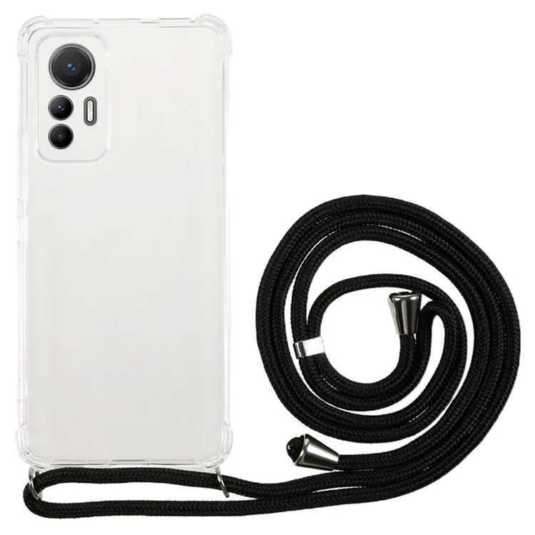Clear TPU Phone Case for Xiaomi 12 Lite 5G , Four Corner Protection Phone Cover with Lanyard