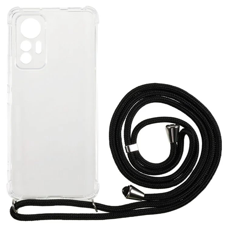 Clear TPU Phone Case for Xiaomi 12 Lite 5G , Four Corner Protection Phone Cover with Lanyard
