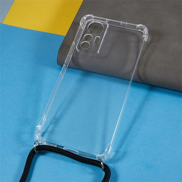 Clear TPU Phone Case for Xiaomi 12 Lite 5G , Four Corner Protection Phone Cover with Lanyard