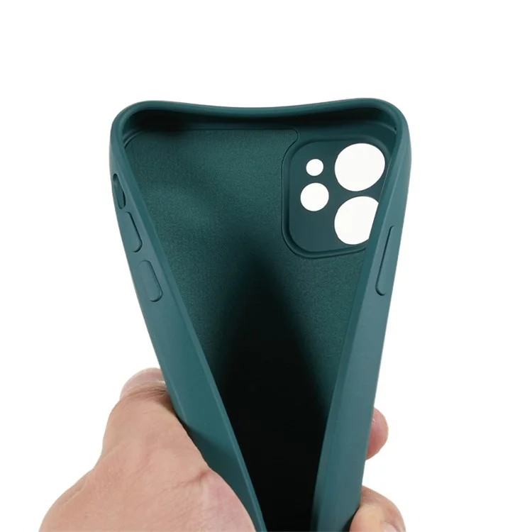 Pour iPhone 11 Soft TPU Rubberized Cover Fiber Lining Cushion Anti-Scratch Phone Case - Army Green