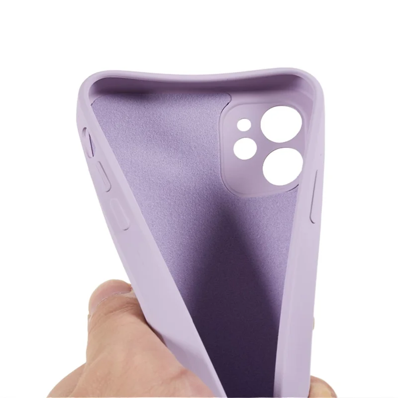 For iPhone 11 Soft TPU Rubberized Cover Fiber Lining Cushion Anti-Scratch Phone Case - Purple
