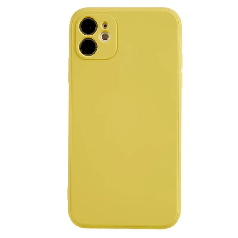 For iPhone 11 Soft TPU Rubberized Cover Fiber Lining Cushion Anti-Scratch Phone Case - Yellow