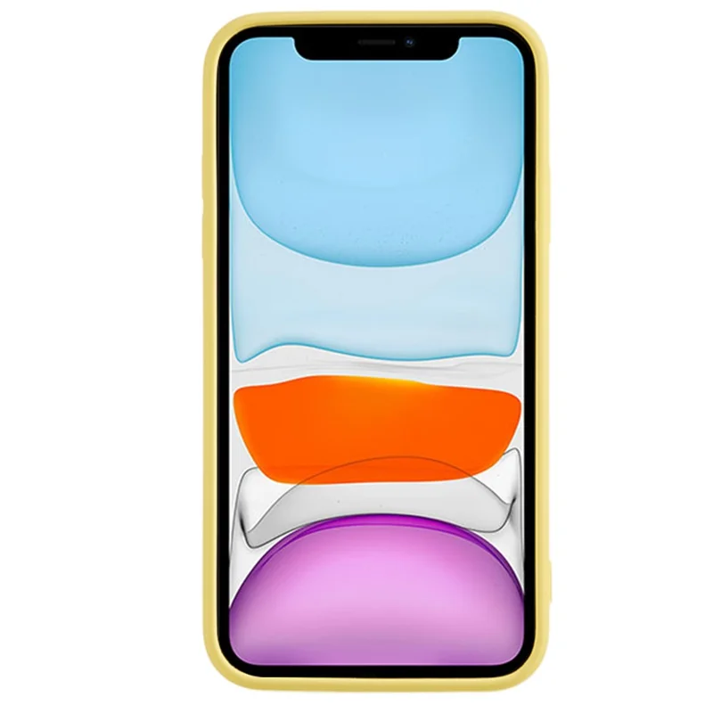 For iPhone 11 Soft TPU Rubberized Cover Fiber Lining Cushion Anti-Scratch Phone Case - Yellow