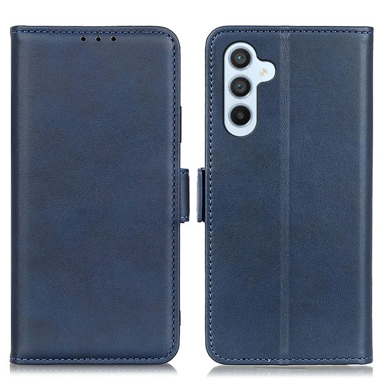 For Samsung Galaxy M54 5G / F54 5G PU Leather Flip Case Cowhide Texture Wallet Stand Phone Cover - Blue