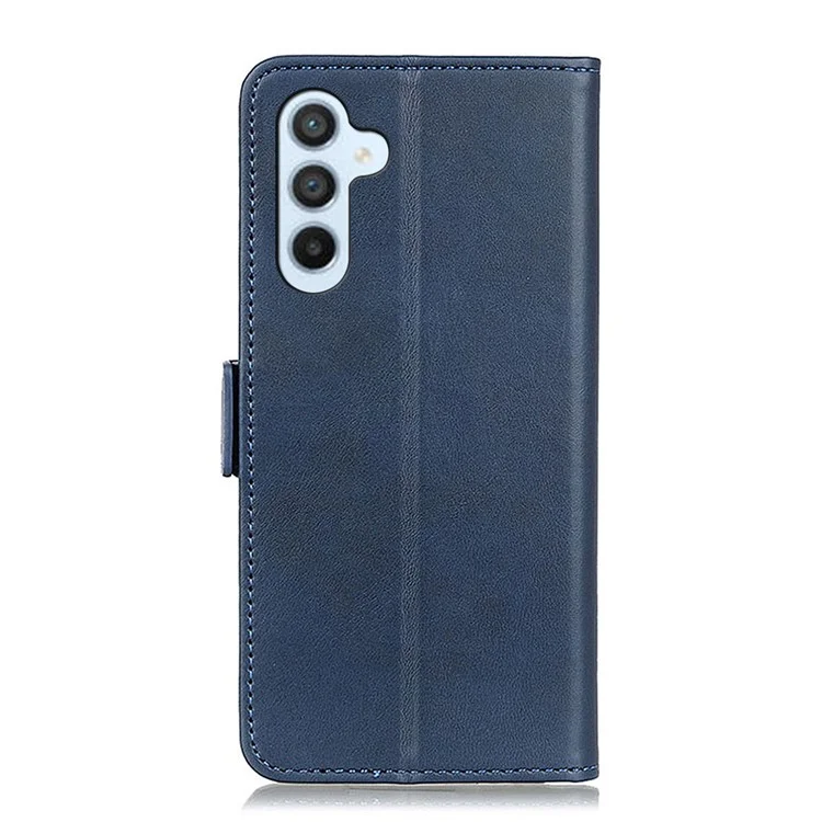 For Samsung Galaxy M54 5G / F54 5G PU Leather Flip Case Cowhide Texture Wallet Stand Phone Cover - Blue