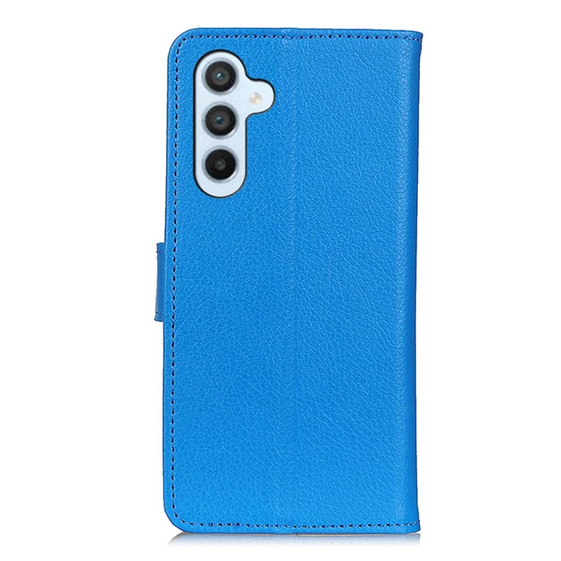 Per Samsung Galaxy M54 5G / F54 5G Litchi Texture Phone Case PU Leather Stand Wallet Protective Shell - Blue