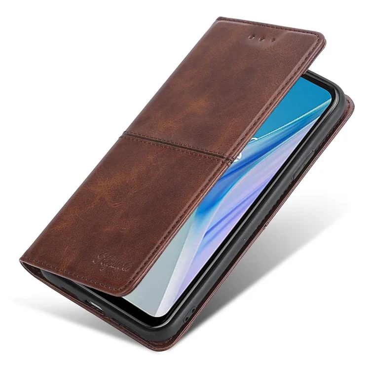 Para Motorola Moto G Power 5G Cowhide Texture PU Leather+TPU Phone Case Stand Cover with Card Slot - Dark Brown
