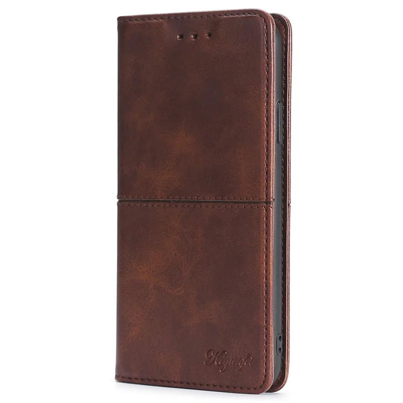 Para Nokia G22 Anti-fingerprint Phone Shell Cowhide Texture PU Leather Case Stand Card Slot Cover - Dark Brown