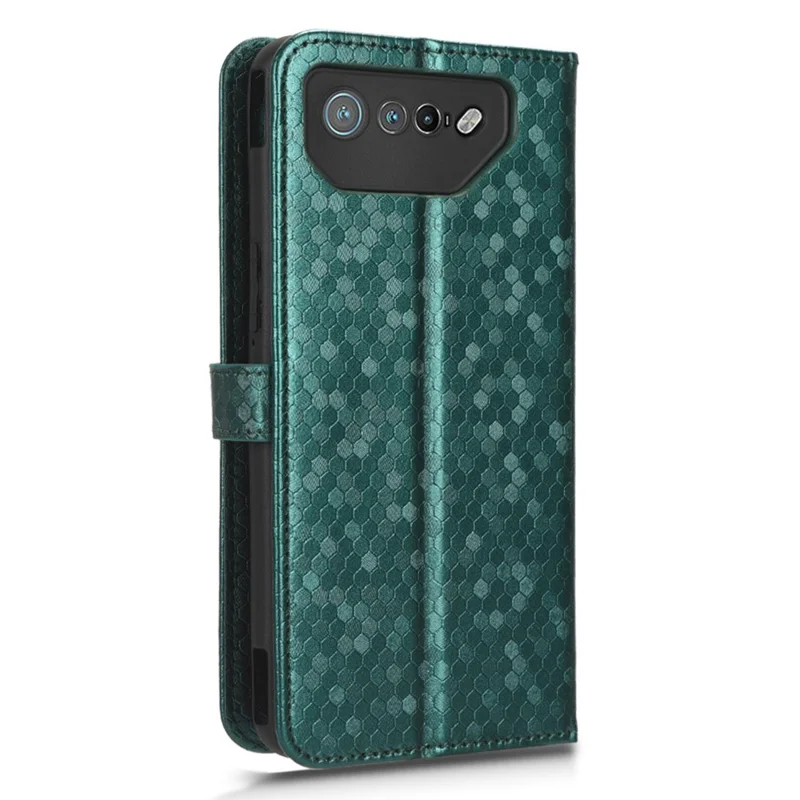 Para Asus ROG Phone 7 5G Mobile Phone Wallet Case PU Leather Stand Dot Pattern Imprinted Phone Cover - Verde
