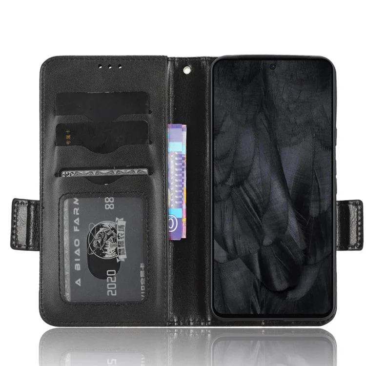 Para Google Pixel 8 Imprinted Triangle Stand Cover Phone Wallet PU Leather Phone Case - Negro