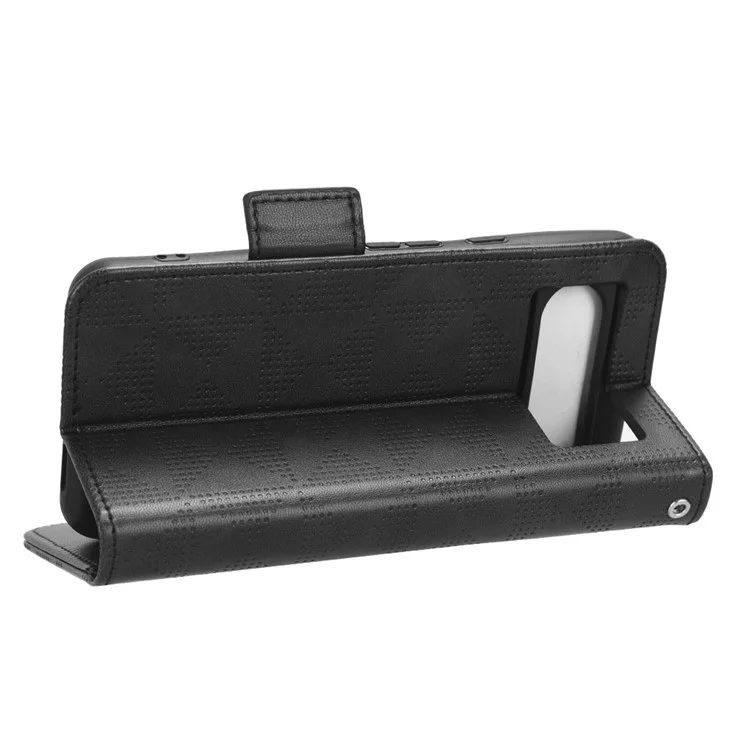 Para Google Pixel 8 Imprinted Triangle Stand Cover Phone Wallet PU Leather Phone Case - Negro
