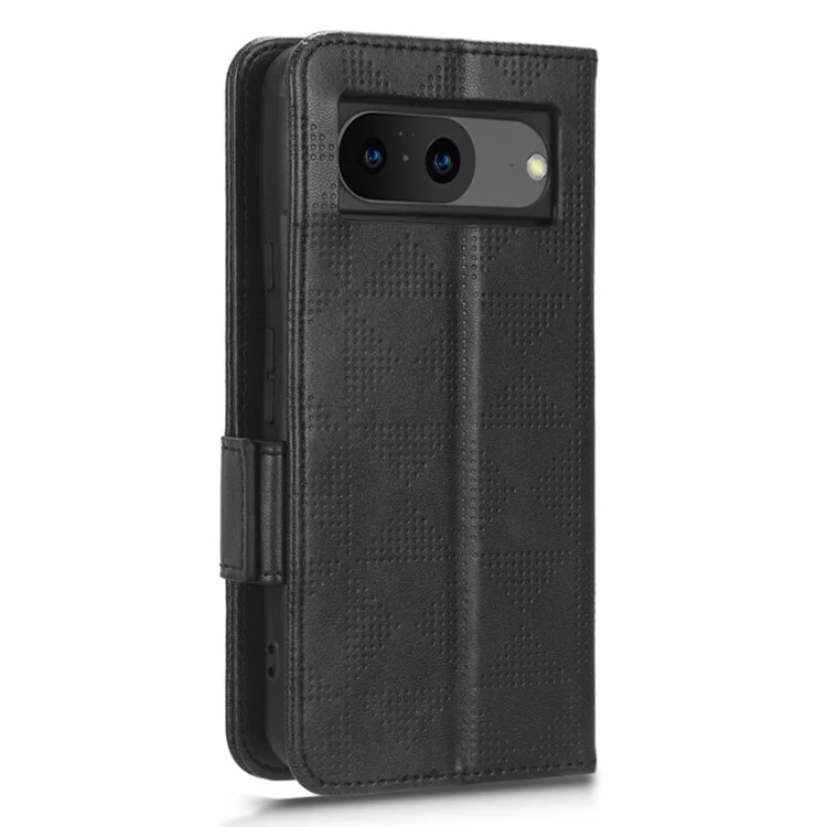 Para Google Pixel 8 Imprinted Triangle Stand Cover Phone Wallet PU Leather Phone Case - Negro