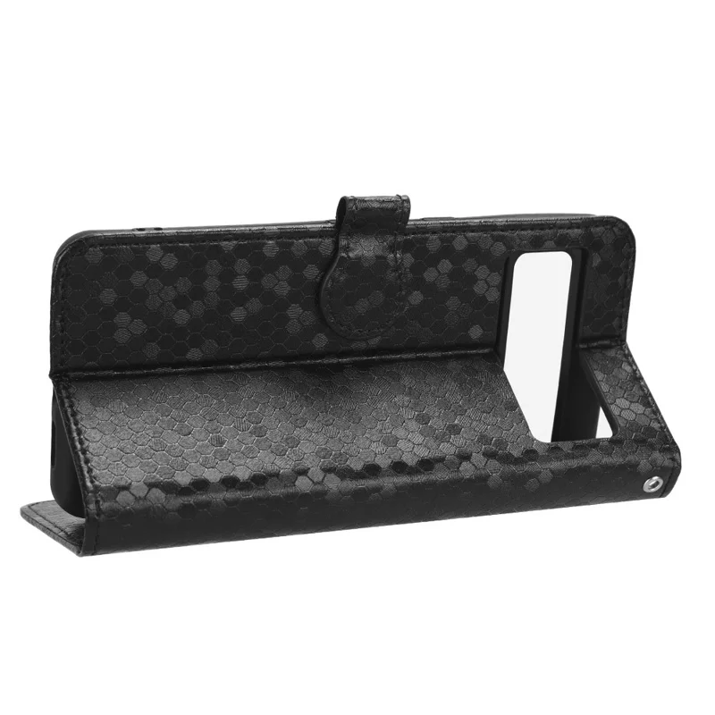 Phone Case for Google Pixel 8 Pro PU Leather Stand Dot Pattern Imprinted Phone Cover Wallet - Black