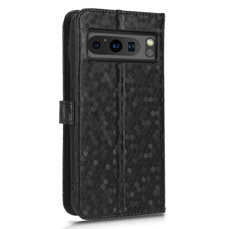 Phone Case for Google Pixel 8 Pro PU Leather Stand Dot Pattern Imprinted Phone Cover Wallet - Black