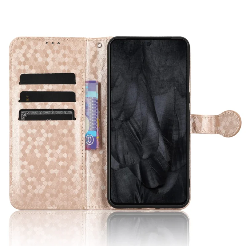 Phone Case for Google Pixel 8 Pro PU Leather Stand Dot Pattern Imprinted Phone Cover Wallet - Rose Gold
