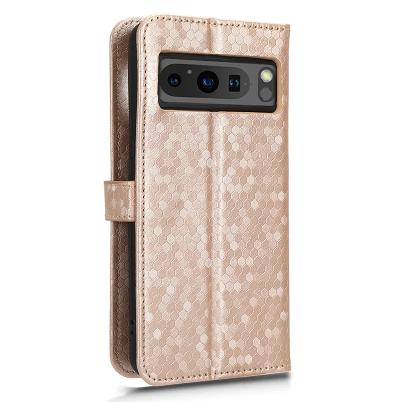 Phone Case for Google Pixel 8 Pro PU Leather Stand Dot Pattern Imprinted Phone Cover Wallet - Rose Gold