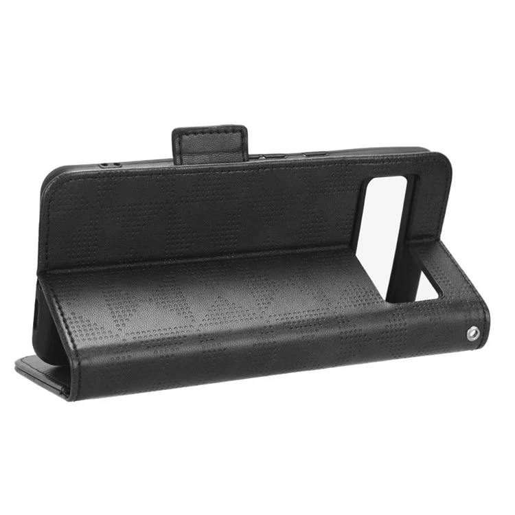 Für Google Pixel 8 Pro Anti-Scratch Wallet Phone Case PU Leder Geprägtes Dreieck Ständer Cover - Schwarz