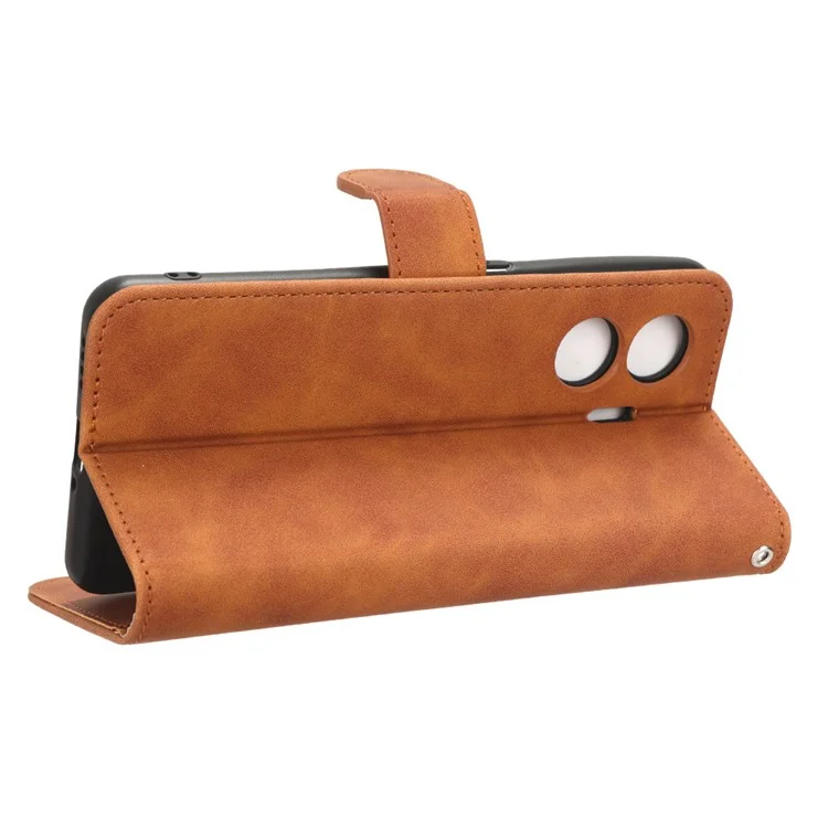 Pour Realme GT Neo5 SE 5G Skin-touch PU Leather Stand Case Flip Wallet Smartphone Cover - Brown