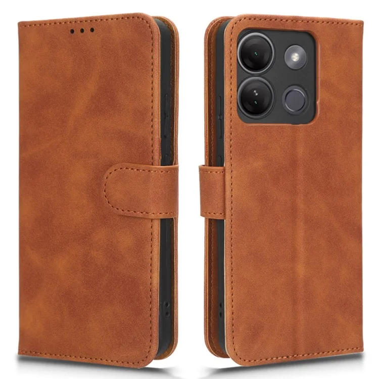 Для Infinix Smart 7 Plus / Smart 7 (Индия) PU Leather Flip Wallet Cover Skin-Touch Phone Case with Stand - Brown