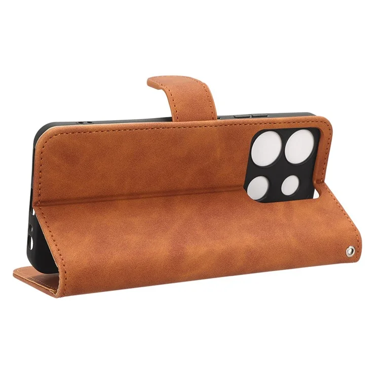 Для Infinix Smart 7 Plus / Smart 7 (Индия) PU Leather Flip Wallet Cover Skin-Touch Phone Case with Stand - Brown