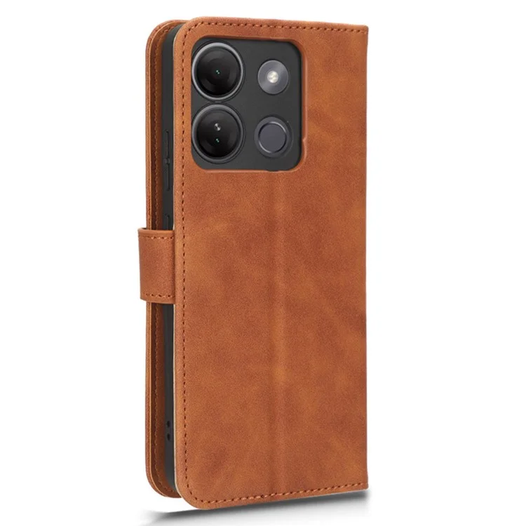Для Infinix Smart 7 Plus / Smart 7 (Индия) PU Leather Flip Wallet Cover Skin-Touch Phone Case with Stand - Brown